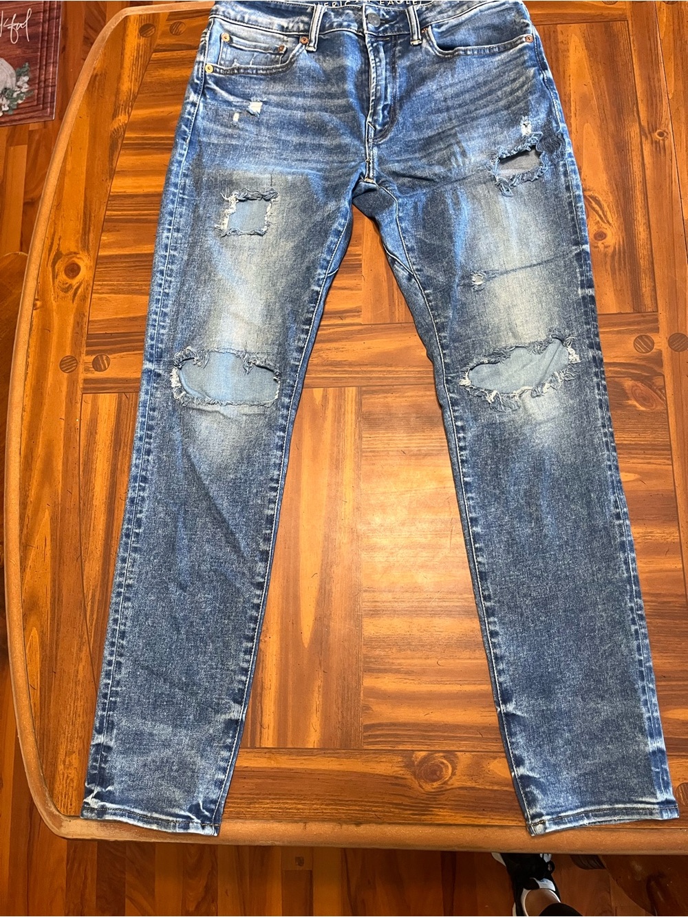 American Eagle Outfitters Men's Distressed Blue Skinny Jeans